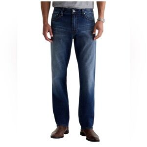 Ag Adriano Goldschmmied Men’s Straight Jeans in Dark Blue Wash